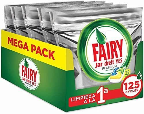 Fairy Platinum All in One, Pastillas Lavavajillas, 125 cápsulas (5 x 25), Mega Pack