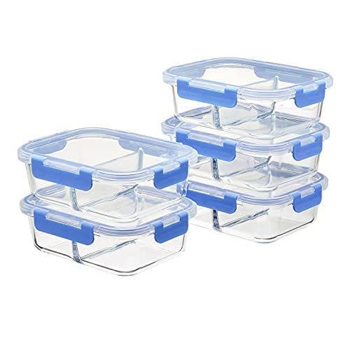 5 x Recipientes de vidrio Amazon Basics 
