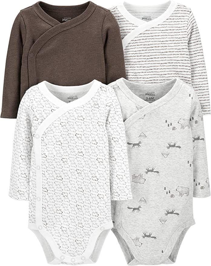 Body Bebé Simple Joys by Carter's, Pack de 4 con cierre en el lateral