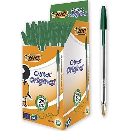 BIC - Caja de 50 unidades, bolígrafos punta media 1.0 mm, color verde