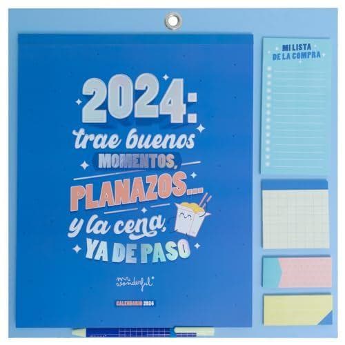 Mr.Wonderful - Calendario de pared magnético 2024 - 34 x 35 x 0,5