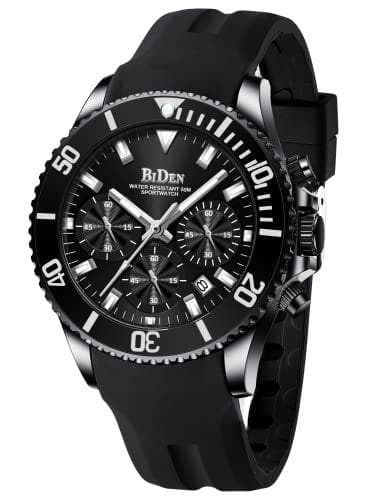 Relojes Hombre Relojes Cronografo Luminosos Impermeable Reloj Hombre de Gel de sílice Analogicos Fecha Negro