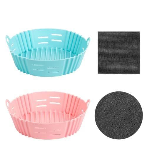 Anshuke - 2 moldes de 20 cm de diámetro de silicona para la freidora de aire 