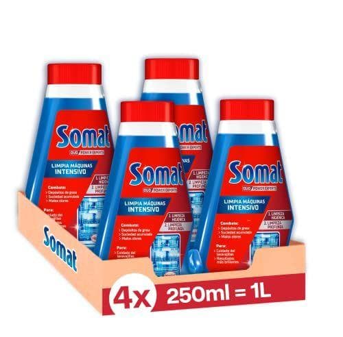 Somat  - Limpia máquinas aditivo lavavajillas (pack de 4, total: 1000 ml)