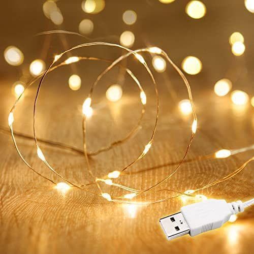 Cadena de LED de colores Salcar de 10 metros / 33 pies, 100 diodos internos, micro alambre de cobre para navidad, decoracion de fiestas, festivales (luz cálida)