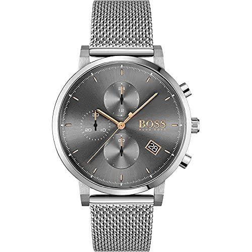 BOSS - Reloj cronógrafo de cuarzo para hombre con correa de malla de acero inoxidable plateada BOSS - Reloj cronógrafo de cuarzo para hombre con correa de malla de acero inoxidable plateada