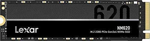 Lexar NM620 SSD 1TB, M.2 2280 PCIe Gen3x4 NVMe 1.4 SSD Interno, Hasta 3500 MB/s de Lectura, 3000 MB/s de Escritura, Unidad de Estado Sólido para Jugadores y Entusiastas de PC (LNM620X001T-RNNNG)