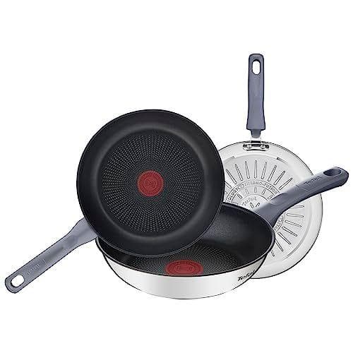 Tefal Daily Cook - Juego de 3 Sartenes de 20, 24 y 26 cm de acero inoxidable