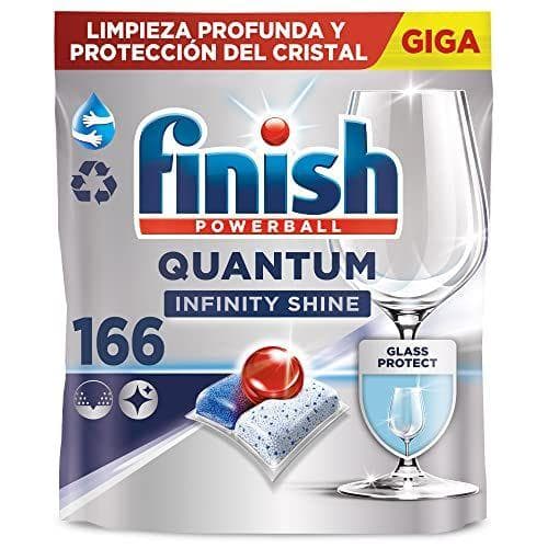 Finish Powerball Quantum Infinity Shine - Pastillas para el lavavajillas con protección del cristal, 166 Pastillas