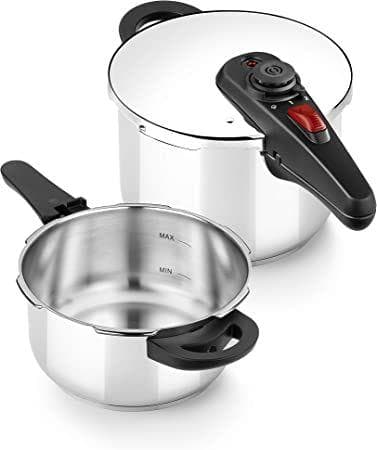 BRA Allure Set dúo de ollas a presión rápida 4+6 litros, acero inoxidable, apta para todo tipo de cocinas, incluido inducción [Amazon Exclusive]