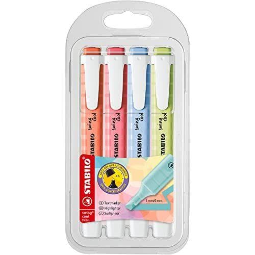 Rotulador stabilo fluorescente swing cool pastel estuche de 4 unidades colores surtidos Rotulador stabilo fluorescente swing cool pastel estuche de 4 unidades colores surtidos