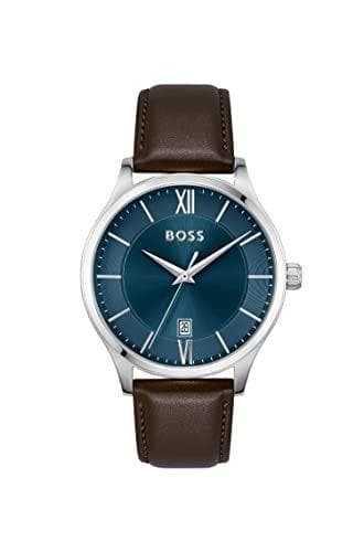 Hugo Boss - Reloj analógico de cuarzo para hombre con correa en piel marrón 