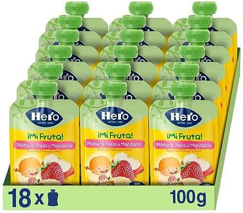 Hero - Bolsitas con plátano, fresa y manzana - Pack de 18 x 100 g Hero - Bolsitas con plátano, fresa y manzana - Pack de 18 x 100 g