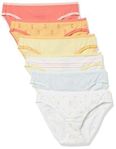 Amazon Essentials Braguita de Bikini de algodón (Disponible en Tallas Grandes) Mujer, Pack de 6, Piña, 48