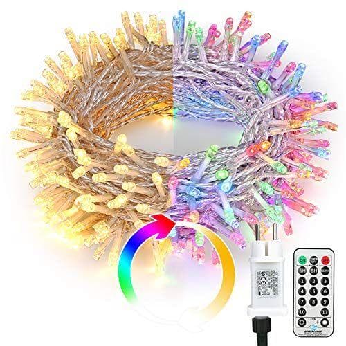 BrizLabs 200 LED Cadena de Luces, 25m Guirnalda de Luminosa Navidad Exterior Blanco Cálido y Multicolor Regulable, 9 Modos Impermeable con Temporizador, Decoración para Interior Jardín Balcón Fiestas