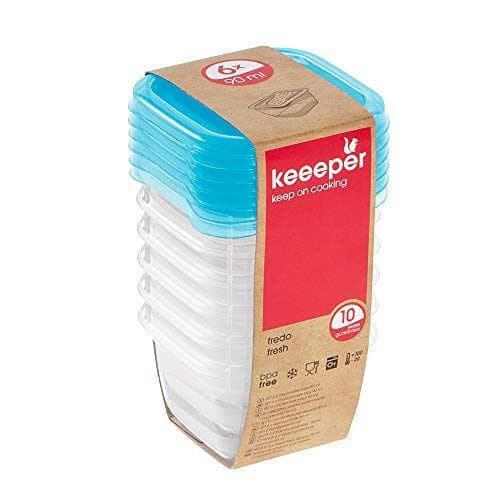 keeeper Fredo Fresh Set de 6 fiambreras, 6 x 90, PP, Azul, 6x 90 ml