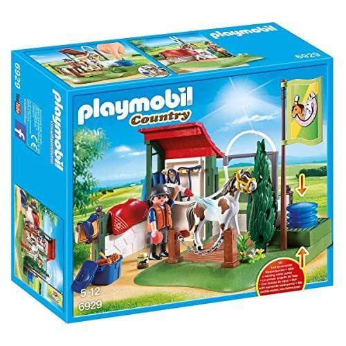 PLAYMOBIL - Set de Limpieza para Caballos con Bomba de Agua