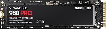 Samsung SSD 980 PRO - Disco duro interno de estado sólido, 2 TB, PCIe Gen 4.0 x4, NVMe, 7000 MB/s, M.2, Color Negro