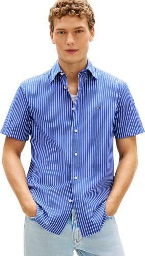 Tommy Hilfiger - Camisa de manga corta con cuello abotonado y corte clásico