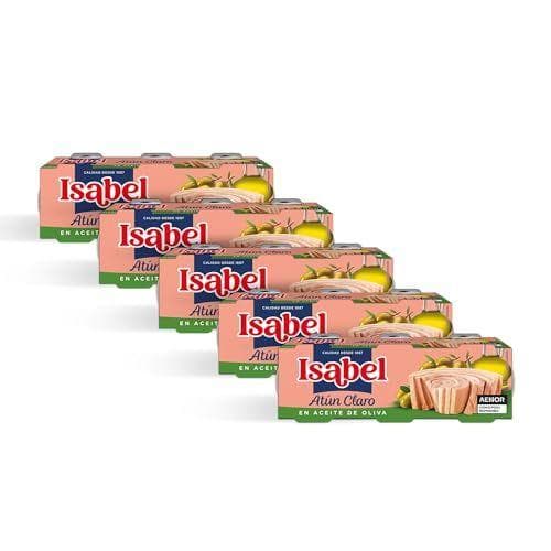 Isabel - Pack de 5 estuches con 3 latas de atún claro en aceite de oliva Isabel - Pack de 5 estuches con 3 latas de atún claro en aceite de oliva