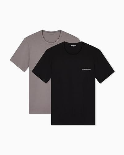EMPORIO ARMANI - Paquete de 2 camisetas de algodón con cuello redondo para hombre