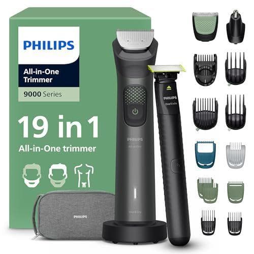 Philips - Recortadora todo en uno de 19 en 1 | Serie 9000 + OneBlade Philips - Recortadora todo en uno de 19 en 1 | Serie 9000 + OneBlade