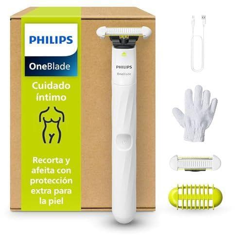 Philips OneBlade Intimate - Recorta y afeita con protección extra para la piel