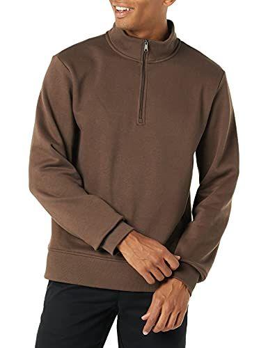 Amazon Essentials - Sudadera de vellón, cuarto de cremallera y manga larga para hombre
