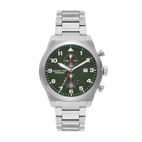 Michael Kors - Reloj de caja redonda de acero inoxidable y esfera verde