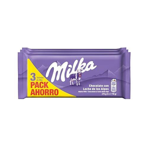 Milka - Pack de 3 tabletas de chocolate con leche de los Alpes