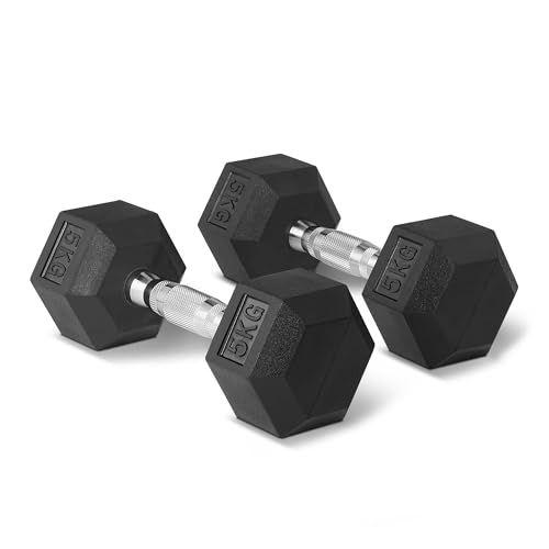 Amazon Basics - Set de mancuernas hexagonales con recubrimiento de goma