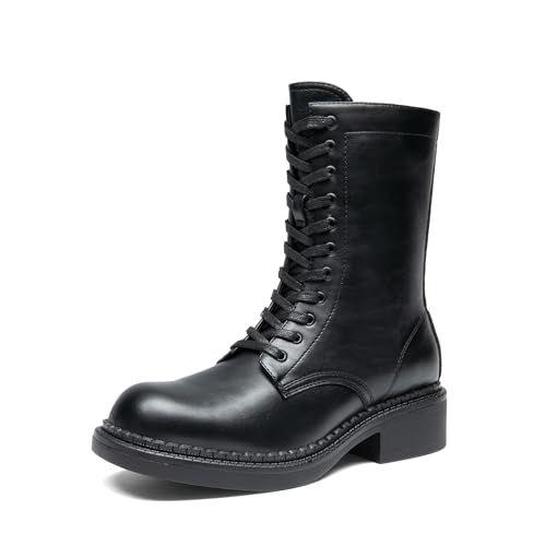 DREAM PAIRS - Botas con cordones y cremarllera lateral para mujer