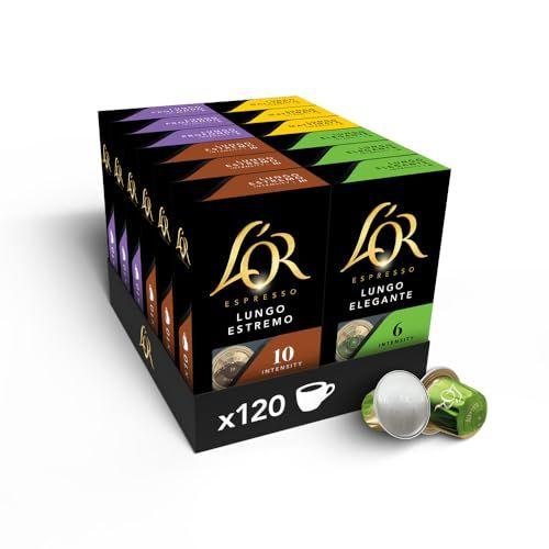 L'OR Espresso Lungo - 120 cápsulas de aluminio compatibles con las cafeteras L’OR Barista yNespresso