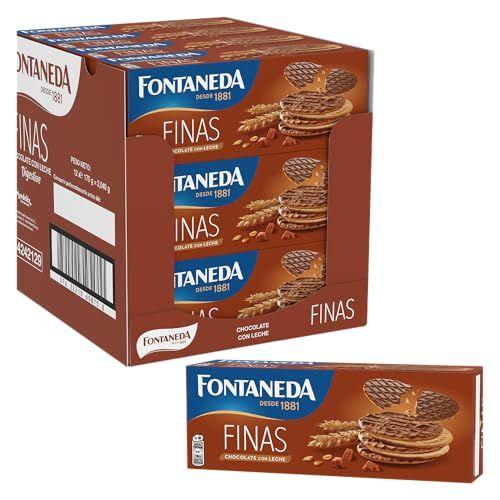 Fontaneda Digestive - Pack de 12 galletas finas con chocolate con leche