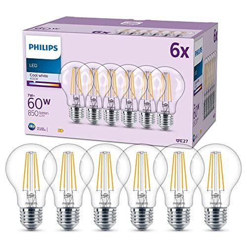 Philips - Bombilla LED filamento (Pack 6 Bombillas) 