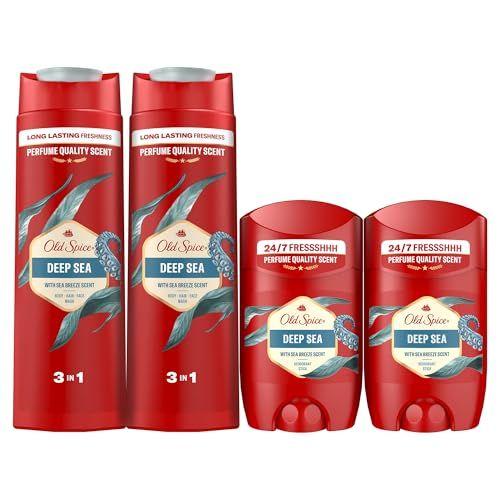 Old Spice Deep Sea - Desodorante en barra 2x50ml + gel de ducha y champú 2x400ml (para hombres)