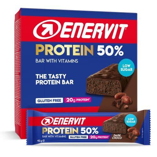 Enervit - 12 barritas proteicas | 50% Dark Choco | Baja en azúcar