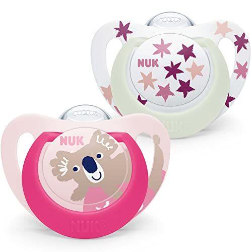 NUK Star Night & Day - Pack de 2 chupetes para bebé 