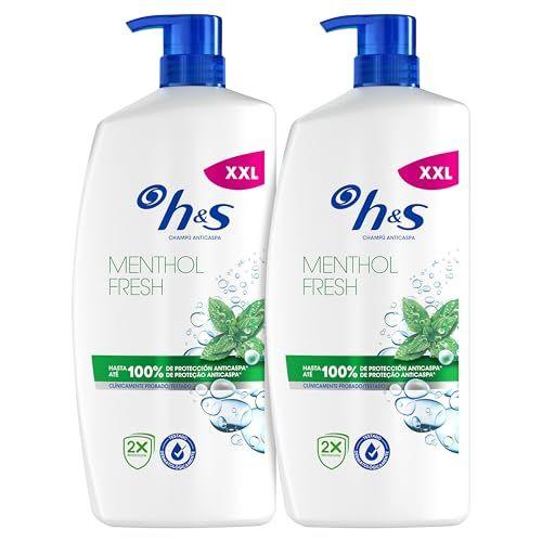 H&S Menthol Fresh - Pack de 2 botes de champú anticaspa con dispensador
