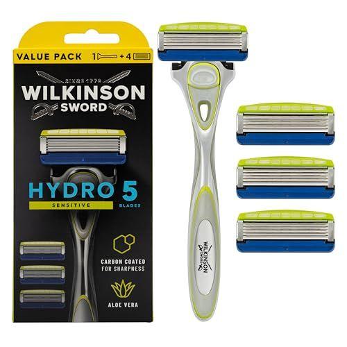 Wilkinson Sword Hydro 5 Skin Protection Sensitive - Máquina de afeitar de 5 hojas para hombre con 4 recambios