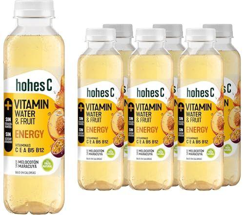 hohes C Vitamin Water Energy - Pack de 6 bebidas de melocotón y maracuyá