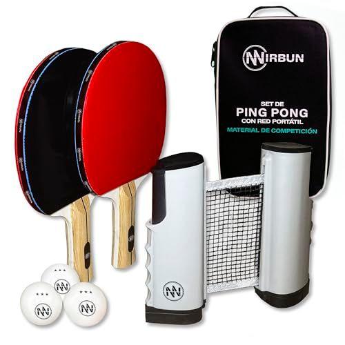NIRBUN - Set Ping Pong con red extensible 