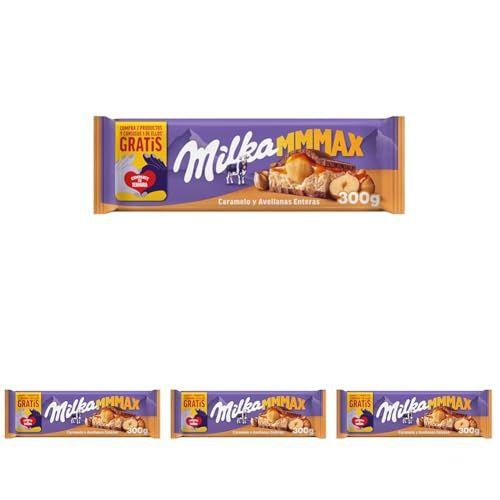 Milka - Paquete de 4 tabletas grandes de chocolate con leche 