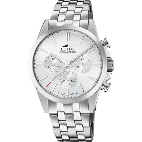 LOTUS - Reloj analógico de acero inoxidable para hombre  