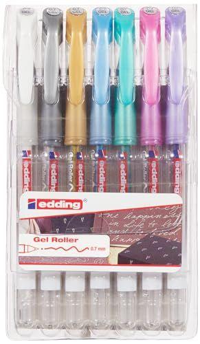 edding - Juego de 7 roller gel de colores  