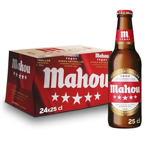 Mahou 5 Estrellas - Pack de 24 botellines de cerveza Mahou 5 estrellas