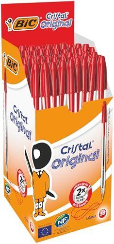 BIC - Caja de bolígrafos color rojo (50 unidades) 