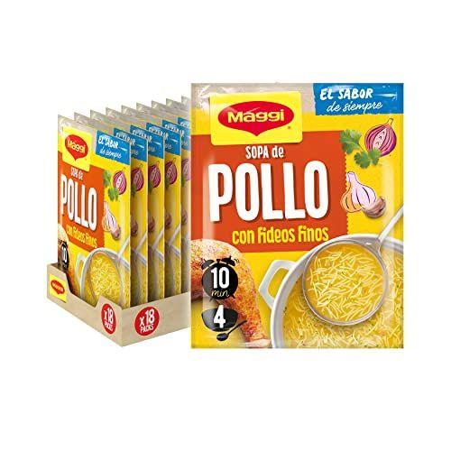 MAGGI - Sopa de pollo con fideos finos (Pack de 18 x 82g) 