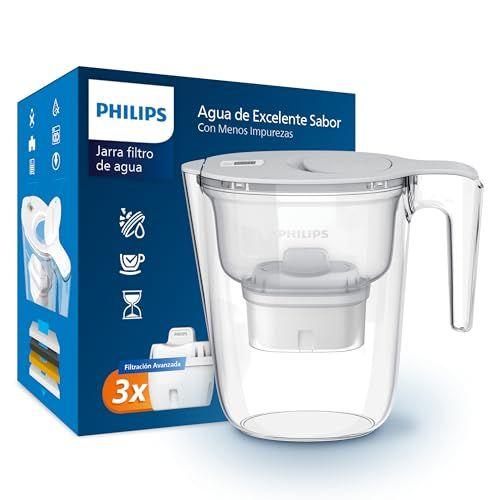 Philips Water - Filtro de jarra + 3 cartuchos de filtro de repuesto | Capacidad 2,6L