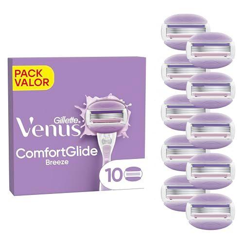 Gillette Venus Comfortglide Breeze - Pack de 10 cuchillas de recambios para maquinilla de afeitar para mujer Gillette Venus Comfortglide Breeze - Pack de 10 cuchillas de recambios para maquinilla de afeitar para mujer